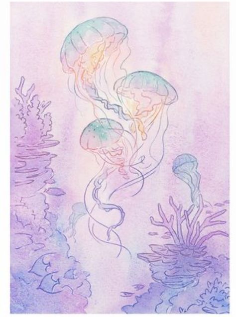 Daydreaming Ideas, Naomi Vandoren, Jellyfish Dress, I Love The Ocean, Fantasy Watercolor, Watercolor And Pen, Ocean Drawing, Frame Sign, Jellyfish Art