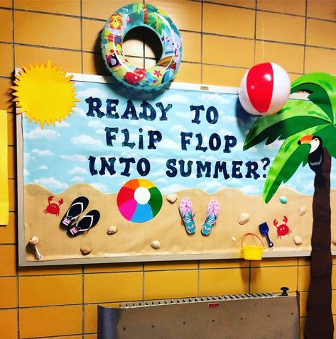 50 Creative DIY Bulletin Board Ideas To Make Your Own Summer Bulletin Board Ideas, Beach Bulletin Boards, White Board Ideas, Toddler Bulletin Boards, Ocean Bulletin Board, Summer Countdown, Summer Bulletin Board, Elementary Bulletin Boards, Bulletin Boards Theme