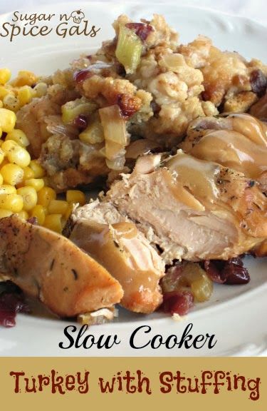 slow cooker turkey with stuffing Turkey With Stuffing, Thanksgiving Dinner For Two, Turkey Breast Crockpot, Slow Cooker Turkey Breast, Crockpot Turkey, Slow Cooker Turkey, Turkey Breast Recipe, Turkey Dishes, Turkey Dinner