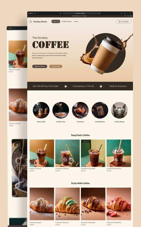 Coffee Shop website template Wix Studio Website Design, Coffee Shop Website Design Inspiration, Coffee Web Design, Coffee Website Design, E Commerce Web Design, Cosmetic Website, Cafe Website Design, Web Cafe, Coffee Shop Website