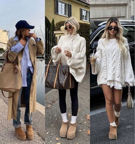 Uggs Autumn Outfit, Comfortable Weekend Outfit, Comfy Warm Fall Outfits, Florence Italy Outfits Fall Aesthetic, How To Wear Uggs Winter Outfits, January Clothing Ideas, Winter Boot Outfits Women, Uggs Outfit Fall, School Autumn Outfits