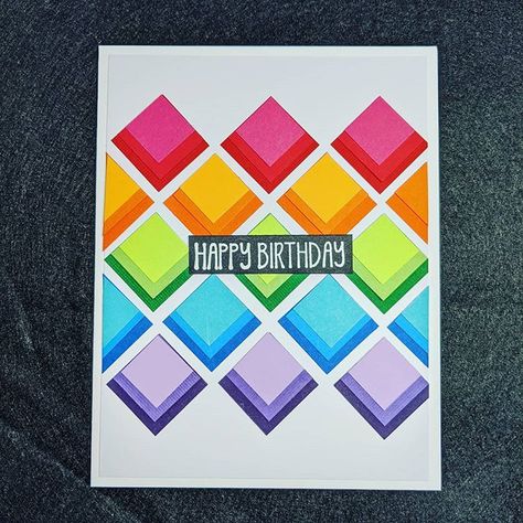 #occspringcardcamp2 hashtag on Instagram • Photos and Videos Card Patterns Design, Geometric Birthday Cards, Cards With Squares, Square Cards Handmade, Easy Card Ideas, Geometric Cards, Paper Cards Handmade, Wall Hanging Paper Craft, Hanging Paper Craft