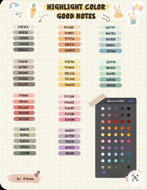 Goodnotes Planner Ideas Aesthetic, Goodnotes Notes Colors, Notetaking Ideas Ipad, Aesthetic Hex Codes Goodnotes, Aesthetic Notes Color Schemes, Ipad Notes Color Palette, Good Notes Ipad Ideas Planner, Good Notes Colour Palette, Goodnotes 5 Notes