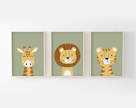 Safari Wall Decor, Giraffe Nursery Decor, Elephant Decoration, Elephant Wall Decor, Tiger Wall Art, Baby Poster, Baby Boy Room Decor, Baby Room Wall, Baby Posters