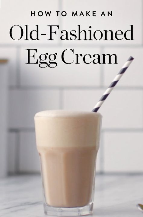 Egg Cream Drink Recipe, Egg Cream Drink, Egg Cream Recipe, Purewow Recipes, Root Beer Floats, Egg Cream, Vintage Soda, Chocolate Egg, Soda Recipe