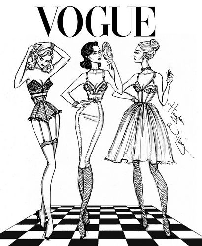 ‘Getting Ready’ by Hayden Williams | Hayden Williams | Flickr Fashion Design Inspiration, Vogue Vintage, Fashion Figure Drawing, Vogue Editorial, Hayden Williams, Fashion Design Sketchbook, Vogue India, Character Sketches, Fashion Wallpaper