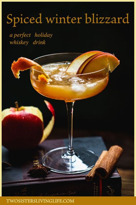 The spiced winter blizzard is an easy drinks recipe made with Jack Daniels Whiskey Honey, apple cider, freshly squeezed tangerine juice and homemade spiced simple syrup. #holidaydrinks #holidaydrinksrecipe #whiseydrinkrecipe #festivedrinkrecipe#holidaydrinksideas #holidaydrinksforadults #holidaydrinksalcohol #holidaydrinksthanksgiving #holidaycocktails #holidaydrinkschristmas Jack Daniels Honey Drinks, Spiced Apples Recipe, Spiced Simple Syrup, Easy Holiday Drinks, Holiday Drinks Christmas, Whiskey Drinks Recipes, Winter Blizzard, Honey Cocktail, Christmas Drinks Alcohol Recipes