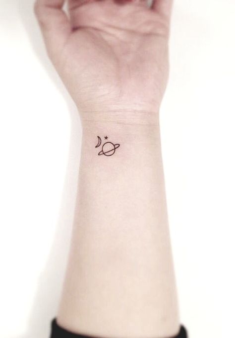 Earth Tattoos, Minimal Tattoo Designs, Saturn Tattoo, After Earth, Ear Tattoo Ideas, Lavender Tattoo, Planet Tattoos, Small Girl Tattoos, Incredible Tattoos