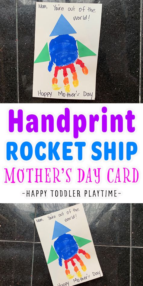 Rocket Ship Handprint, Hand Print Rocket Ship, Letter R Handprint Craft, Handprint Rocketship, Handprint Letters, Space Activities Preschool, Rocket Ship Craft, March Decor, Spaceship Craft