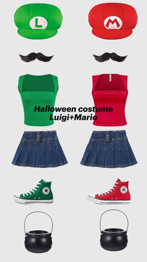 Luigi+Mario x X Halloween Costume, Luigi Halloween Costume, Mario Halloween Costumes, Angel Halloween Costumes, Mario Costume, Mario E Luigi, Couples Halloween Costume Ideas, Halloween Costume Ideas For Couples, Costume Ideas For Couples