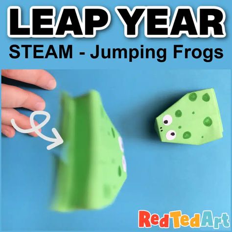 Leap Year Jumping Frog Activity - Red Ted Art - Kids Crafts Frog Activity, Frog Project, Stem Activities Kindergarten, Frog Activities, Frog Games, Origami Frog, Jumping Frog, Red Ted Art, Frog Crafts