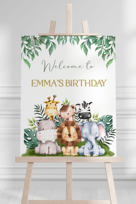 🌿Our editable template makes it easy to customize and our instant download and DIY Corjl template mean you can have your Wild Welcome Sign ready to go in no time. 🙌🏼🎁Don't wait to make your little one's special day even more memorable with our Wild One Birthday Welcome Sign! #wildonebirthday #safaripartydecor #junglesafaritheme #1stbirthdaysign #safariparty #editabletemplate #diycorjltemplate #instantdownload #wildonetheme #editablepartysign #zoowelcomesign 1st Birthday Sign, Jungle Safari Theme, 1st Birthday Signs, Animals Party, Birthday Welcome Sign, Wild One Birthday, Safari Birthday, Safari Party, Safari Theme