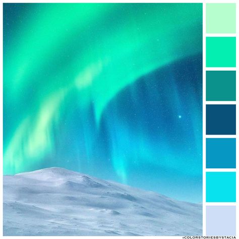 Pure magic at the North Pole! ⁠✨❄️⁠ 📷: @winbjorkphoto via @ig_color Northern Light Color Palette, Northern Lights Colour Palette, Northern Lights Color Palette, Night Sky Color Palette, Blue Northern Lights, Color Thesaurus, Christmas Color Palette, Colorful Things, Gala Ideas