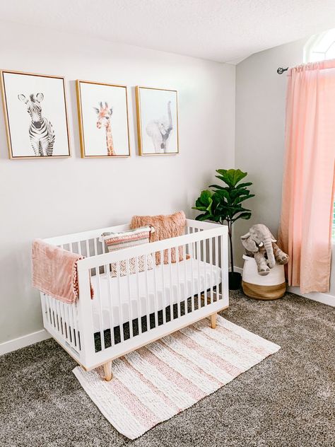 Pink Safari Nursery Room Decor, Pastel Jungle Nursery, Girl Nursery Bedding Sets, Animal Nursery Pink, Blush Safari Animal Nursery, Nursery Color Scheme Neutral, Nursery Ideas Animals Safari Theme, Floral Safari Nursery, Pink Nursery Theme