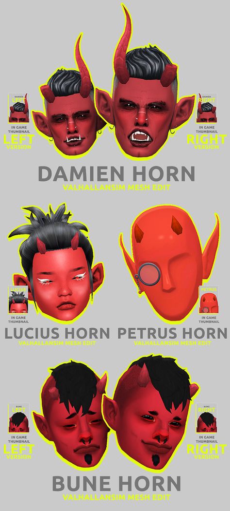 Horns Pack - Valhallansim Mesh Edit | gerbithats on Patreon Sims 4 Horns Accessories, Ts4 Horns Cc, Sims 4 Cc Mythical, Horror Sims 4 Cc, Sims 4 Horror Cc, Vroid Studio, Sims 4 Patreon, Cc Sims4, The Sims 4 Packs