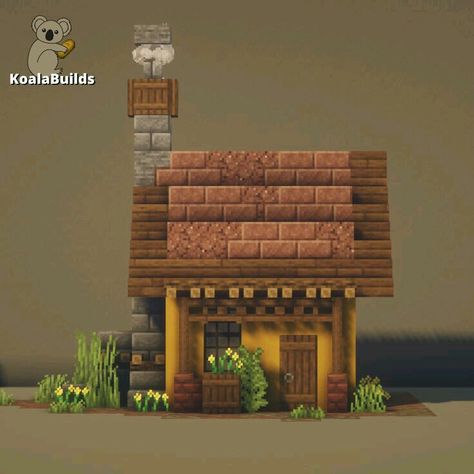 Small Minecart House, Easy Villager House Minecraft, Minimalistic Minecraft House, Minecraft Small Detailed Houses, Tiny Minecraft House Ideas, Minecraft Builds For Village, Easy Minecraft Village Houses, Cute Small Village Houses Minecraft, Tiny Minecraft Villager Houses