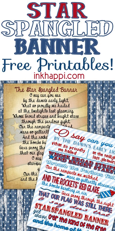 Star Spangled Banner Lyrics, Banner Lyrics, Grandpas Birthday, Papaw Gifts, Patriotic Printables, The Star Spangled Banner, Patriotic Words, Grandpa Birthday Gifts, Printable Star