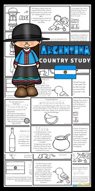 Explore the second largest country in South America and the eighth largest country in the world with this fascinating Argentina for Kids country study. As pre k, kindergarten, grade 1, grade 2, grade 3, grade 4, and grade 5 students color and read they will learn about this Spanish speaking country.  Download the pdf file with these Argentina printable books will help teach about Argentina; their way of life, the culture, landmarks and interests. They will also learn about animals and birds as w Argentina Facts, Germany For Kids, 2024 Classroom, Argentina Country, Passports For Kids, Argentina Culture, Country Study, Spanish Colors, Geography For Kids