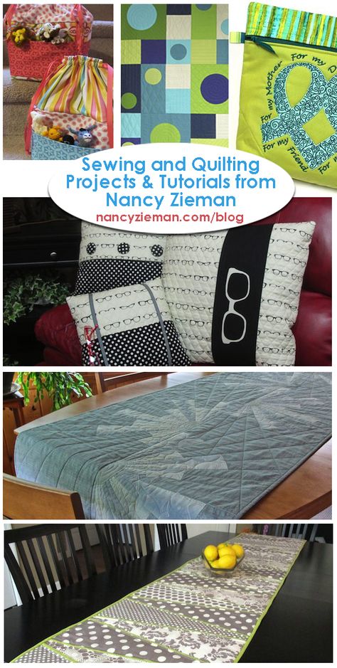 Sewing And Quilting Project Round Up by Nancy Zieman | Sewing With Nancy Embroidered Projects, Sewing With Nancy, Nancy Notions, Nancy Zieman, Sewing Machine Reviews, Sewing And Quilting, Flower Quilts, Log Cabin Quilts, Sewing Lessons