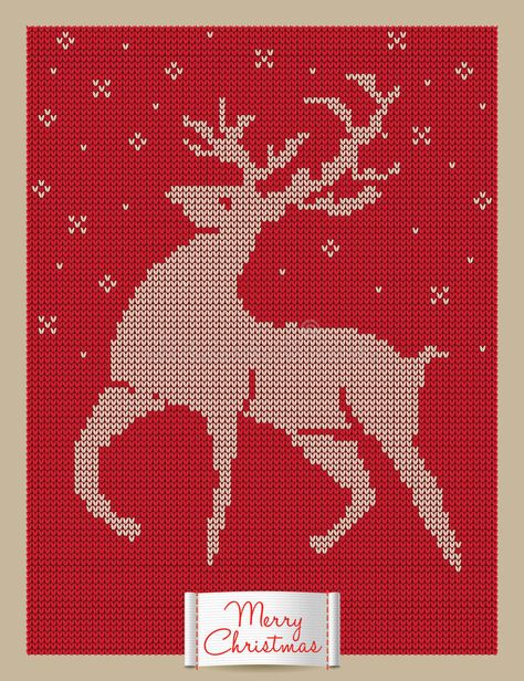 Christmas greeting card with knitted reindeer stock illustration Christmas Reindeer Illustration, Christmas Card Reindeer, Vintage Reindeer Illustration, Reindeer Graphic Design, Reindeer Christmas Cards Zazzle, Tech Logos, Christmas Reindeer, Christmas Greeting Cards, Christmas Greetings