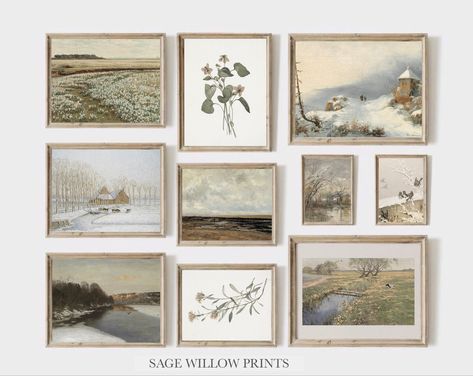 Vintage Oil Paintings, Set of 10 prints  A sophisticated collection of vintage French country landscape oil paintings as well as botanical drawings. Our digitally remastered 𝐏𝐑𝐈𝐍𝐓𝐀𝐁𝐋𝐄 𝐀𝐑𝐓 will reflect the charm and authenticity of the original artwork, with characteristic imperfections remaining visible.This is a DIGITAL FILE/S. No physical product will be shipped and the frame is not included. After your purchase check your email associated with Etsy, there will be your files ready Rustic Gallery Wall, Vintage Gallery, Gallery Wall Art Set, Gallery Wall Prints, Wall Gallery, Gallery Wall Set, Boho Home, French Country Decorating, Vintage Country