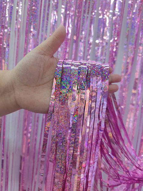 Photo Backdrop Birthday, Rain Curtain, Curtain Backdrop, Disco Night, Party Backdrops, Pink Happy Birthday, Curtain Backdrops, Curtain Fringe, Event Room