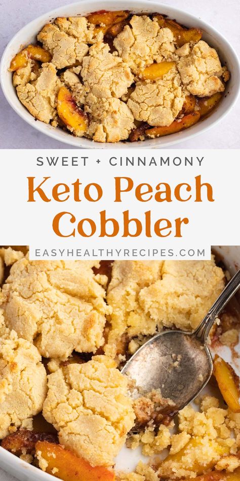 Sweet, summery peach cobbler is a classic Southern sweet treat. This keto variation takes everything you know and love about the original dessert and turns it into a gluten free, added-sugar free, baked fruit dish everyone will enjoy. Serve it warm with a scoop of keto vanilla ice cream for the ultimate summertime treat. Keto Peach Cobbler Easy, Keto Peach Cobbler, Sugar Free Peach Cobbler, Keto Vanilla Ice Cream, Healthy Peach Cobbler, Apricot Dessert, Cobbler Crust, Cobbler Easy, Fruit Recipes Healthy