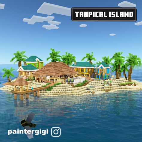 Minecraft Beach House, Minecraft Garden, Minecraft City Buildings, Tropical Beach Houses, Minecraft Mansion, Minecraft Structures, Minecraft Servers, Bangunan Minecraft, Build Inspiration