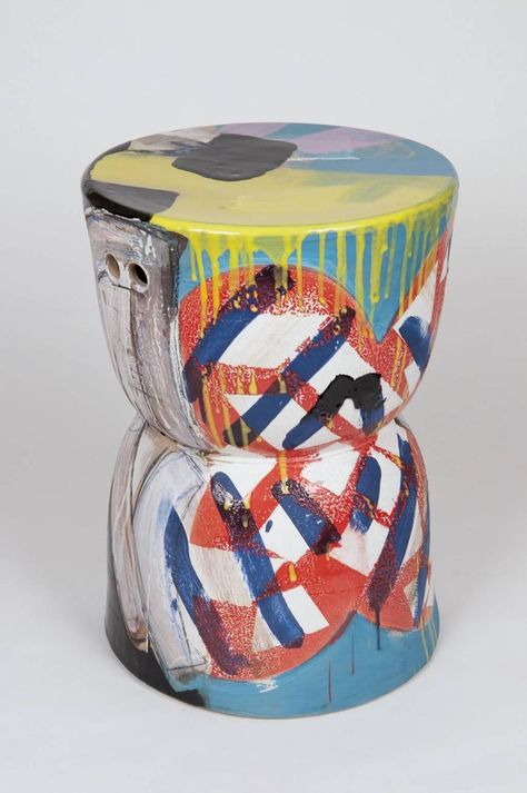 Reinaldo Sanguino - Hourglass garden stool | 1stdibs.com Artsy Apartment, Design Color Trends, Painted Stools, Ceramic Garden Stools, Ceramic Stool, Ceramic Garden, Sculptures For Sale, Furniture Renovation, Ceramics Projects