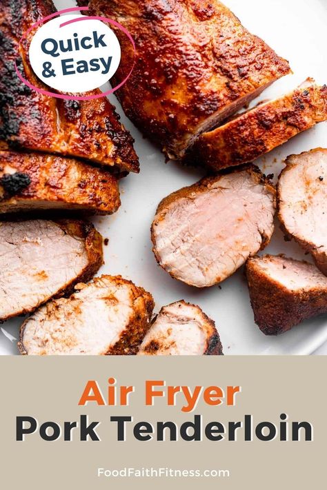 Simply delicious, Air Fryer Pork Tenderloin turns out perfect every time! A beautifully seasoned, juicy, and gluten free quick & easy dinner! Air Fryer Pork Tenderloin, Air Fryer Recipes Pork, Fried Pork Tenderloin, Juicy Pork Tenderloin, Air Fryer Pork, Air Fryer Pork Chops, Pork Loin Recipes, How To Cook Pork, Tenderloin Recipes