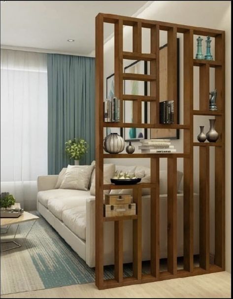 Partition Wall Design, Room Partition Wall, Wall Partition Design, Living Room Divider, Divider Design, Tiny Studio, Studio Apartment Ideas, Living Room Partition, Living Room Partition Design