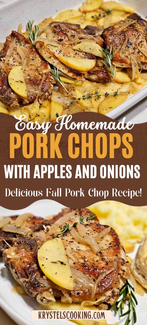 Honey Apple Pork Chops, Easy Salad Lunch, Pork Chops Apples, Pork Loin Chops Recipes, Baked Pork Loin, Pork Chops With Apples, Braised Pork Chops, Oven Pork Chops, Center Cut Pork Chops