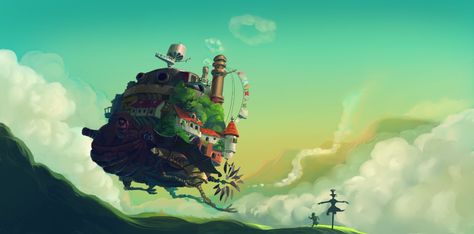 El Castillo Ambulante 4k Ultra HD Fondo de Pantalla قلعة هاول المتحركة, Howls Moving Castle Wallpaper, Art Studio Ghibli, Chill Wallpaper, 2560x1440 Wallpaper, Howl's Moving Castle, Castle In The Sky, Studio Ghibli Art, Wallpaper Animes