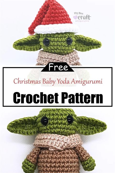 A Christmas Story Crochet Patterns, Crochet Star Wars Christmas Ornaments, Yoda Free Crochet Pattern, Yoda Amigurumi Free Pattern, Baby Yoda Free Crochet Pattern, Crochet Yoda Pattern Free, Crochet Baby Yoda Pattern Free, Star Wars Amigurumi Pattern Free, Yoda Crochet Pattern Free