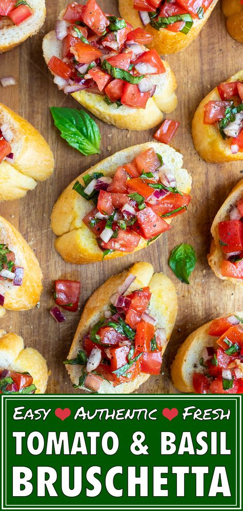 French Bread Appetizers, Healthy Dinner Party Recipes, Italian Bruschetta Recipe, Healthy Bruschetta, Tomato Bruschetta Recipe, Easy Bruschetta Recipe, Homemade Bruschetta, Easy Bruschetta, Bruschetta Toppings