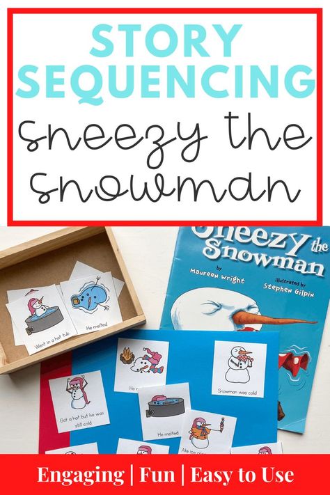 Sneezy The Snowman Activities, The Snowman Activities, Snowman Activities, Sequencing Activities Kindergarten, Sneezy The Snowman, Christmas Read Aloud, Retelling Activities, Book For Students, Snowmen Activities