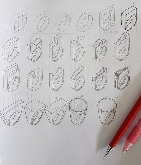 Ring Designs Sketch Drawings, Ring Perspective Sketch, Wax Carving Jewelry, Ring Sketch, Jewel Drawing, Gem Drawing, Jewelry Rendering, Jewelry Knowledge, Art Jewelry Design