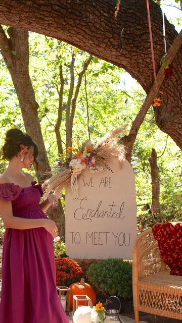 Leah Darlene on Instagram: "We are enchanted to meet you baby girl🌸🧚‍♀️🍂✨🍄 • • • • • #babyshower #babyshowerideas #whimsicalbabyshower #weareenchantedtomeetyou #babygirl #babyshowertheme #babyshowerthemes #babyshowerthemesforgirls #outdoorbabyshower #babyshowervenue" We’re Enchanted To Meet You Baby Shower Theme, Enchanted Garden Baby Shower Theme Girl, Enchanted Fairy Baby Shower Theme, Taylor Swift Enchanted Baby Shower Theme, Enchanted Forest Theme Baby Shower, We Are Enchanted To Meet You Baby, Enchanted Baby Shower Theme Girl, Enchanted To Meet You, Fairy Theme Baby Shower Ideas