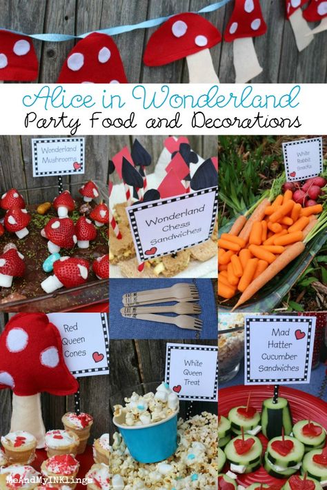 Alice In Wonderland Party Food Ideas Wonderland Party Food, Alice In Wonderland Party Food, Alice In Wonderland Tea Party Food, Alice In Wonderland Food, Party Ideas Birthday, Alice In Wonderland Tea Party Birthday, Onederland Birthday Party, Alice Tea Party, Mad Hatter Party