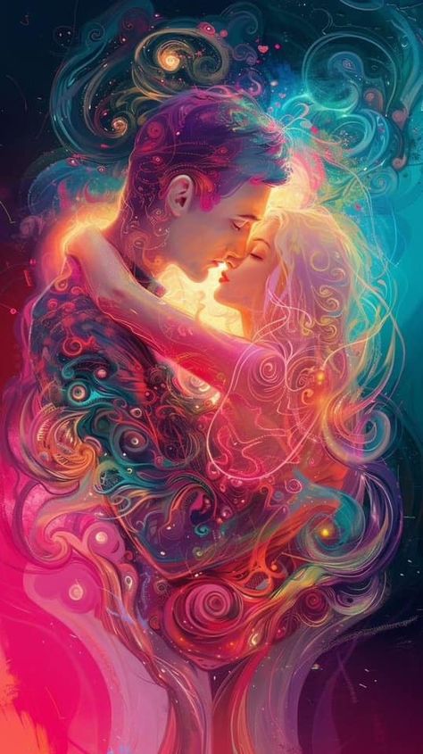 Twin Flame Art Couple, Love Romance Art, Flame Artwork, Fairytale Romance, Art Love Couple, Twin Flame Art, Twin Flame Reading, Twin Flame Relationship, Flame Art