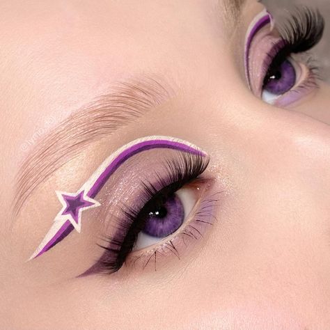 Hippie Makeup, Nail Options, Purple Eyeliner, Beginners Eye Makeup, Work Makeup, Star Makeup, Purple Makeup, Ethereal Makeup, Beautiful Eye Makeup