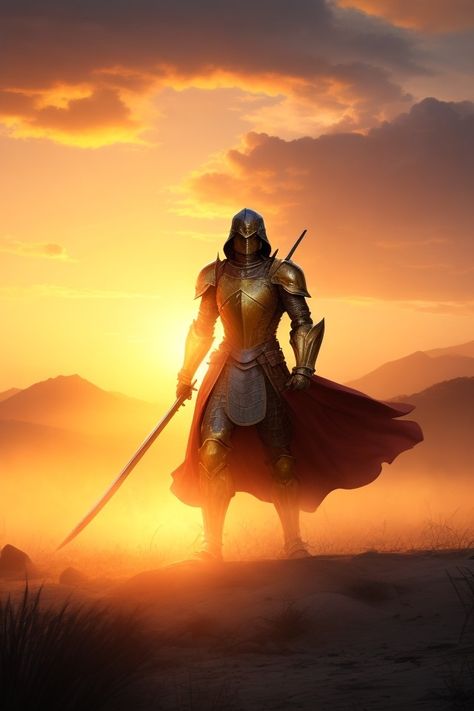 Am epic warrior with full body gold armor and sword in the sun light Sun Armor, Sun Aesthetics, Epic Warrior, Sun Warrior, Astrology Signs Aries, Gold Armor, Elf Warrior, Sun Light, Day For Night