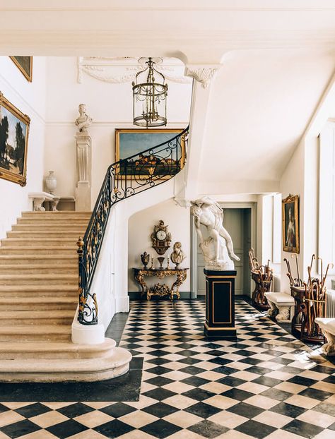 Exit Strategy, Timeless Interiors, Historic Houses, Herons, Antique Interior, French Interior, Fish Pond, Grand Staircase, Entrance Hall