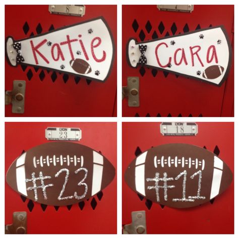 First locker decorations of the WHS Football season....making Katie's Senior year unforgettable :) Football Locker Signs, Cheer Locker Decorations, Locker Room Decorations, Football Locker Decorations, Locker Ideas, Locker Signs, Cheer Posters, Varsity Cheer, Cheer Signs