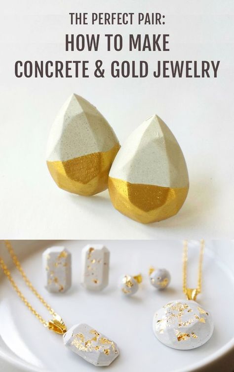 Concrete and Gold Jewlery Quick Diy Gifts, Cement Jewelry, Concrete Jewelry, Diy Jewlery, Concrete Crafts, Cement Crafts, Diy Schmuck, Bijoux Diy, Jewelry Projects