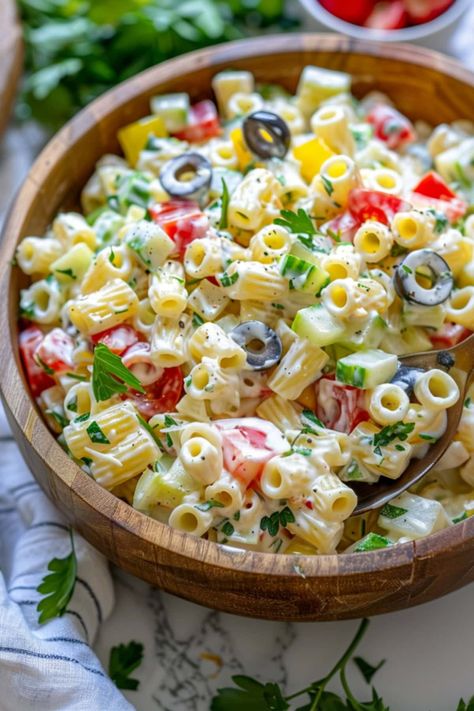 Ditalini Pasta Salad - Insanely Good Ditalini Pasta Salad, Recipes With Ditalini Pasta, Creamy Dijon, Dijon Dressing, Creamed Cucumbers, Ditalini Pasta, Eat Salad, Yummy Salad Recipes, Macaroni Salad