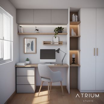 Office And Studio Ideas, Light Home Office Design, Teenager Room Design, Teenager Room Ideas, Bedroom With Office Space, Scandinavian Study Room, Office Scandinavian, Scandinavian Home Office, Small Home Office Furniture