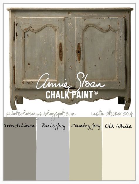 This beautiful antique French buffet is the inspiration for the color palette today. A neutral that is not quite khaki, not quite grey and yet is a combination of them all. Using Annie Sloan Chalk Paint®, start with French Linen and add highlights and... Annie Sloan Chalk Paint Colors, French Buffet, Country Kitchens, Chalk Paint Colors, Chalk Paint Projects, Paris Grey, Annie Sloan Paints, Chalk Paint Furniture, Annie Sloan Chalk Paint