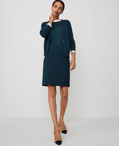 840215 What To Wear For An Interview, Petite Suits, Slate Green, Blazer And Skirt, Sleepwear & Loungewear, Ann Taylor Dresses, Petite Fashion, Trending Now, Above The Knee