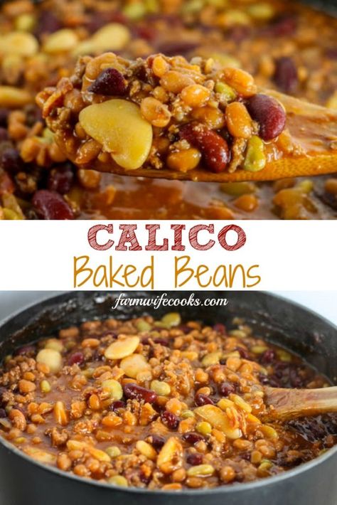 Calico Bean Casserole, Baked Beans For 100, Baked Beans With Hamburger, Calico Baked Beans, Calico Beans Recipe, Cozy Casseroles, Bake Beans, Calico Beans, Recipe For A Crowd